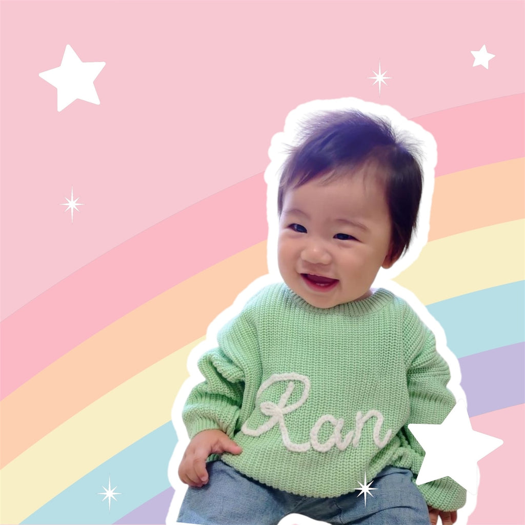 赤ちゃんの名前のセーター·刺繍された名前のニットセーター·赤ちゃんシャワーの贈り物 - Fallook