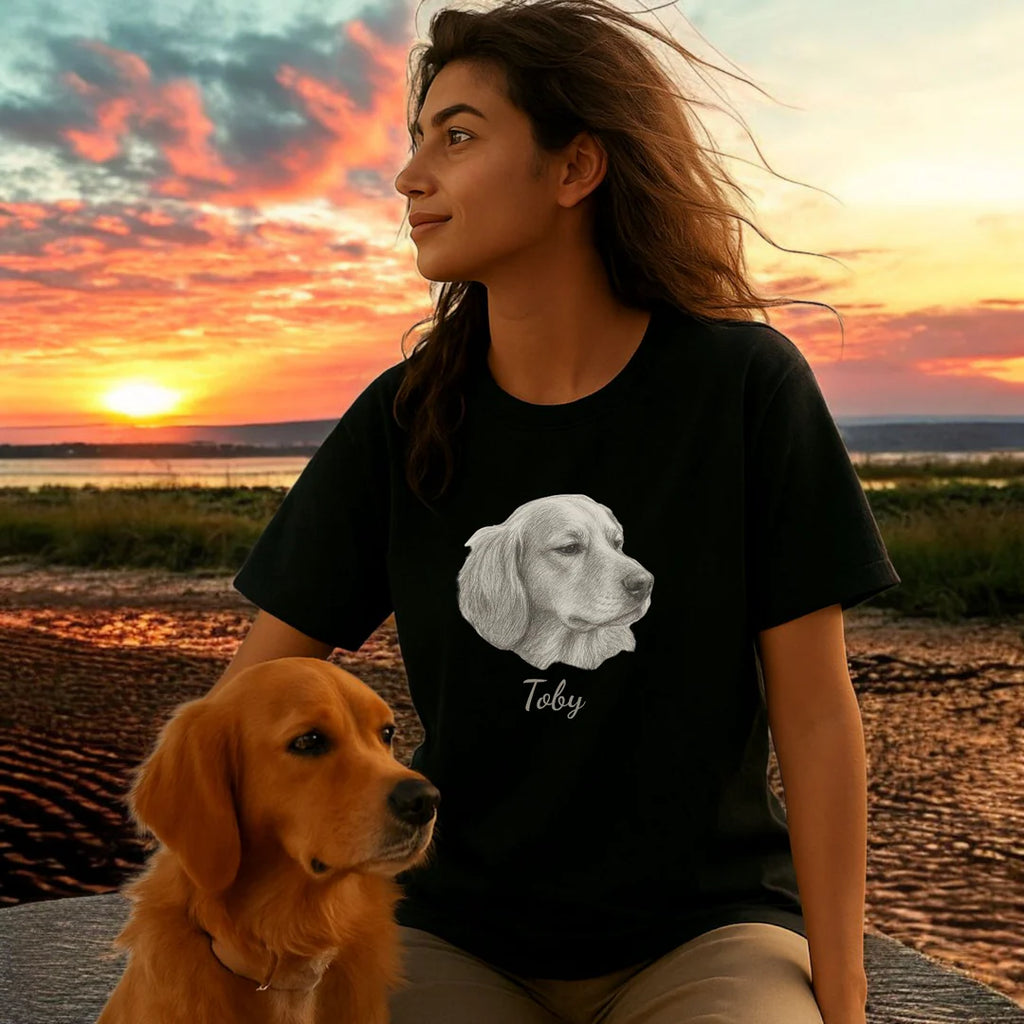 印絵 愛犬・愛猫ペット  写真オーダーメイドＴシャツ 線  大きな図案