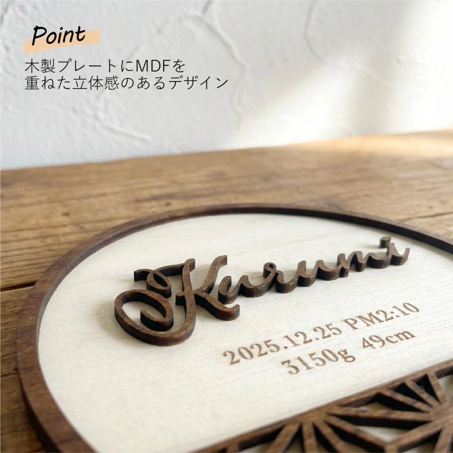 和柄立体命名書｜丸型スタンドタイプ（名入れ・出生記録）