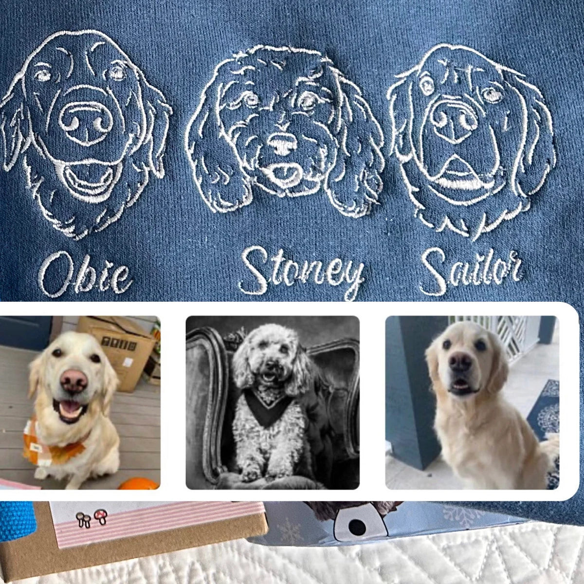 ❤️ペットの肖像刺繍（ラインドローイングスタイル）