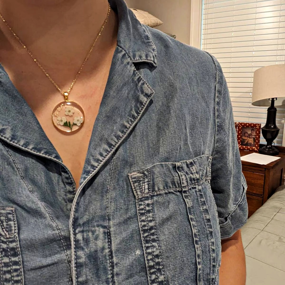 本当の乾燥誕生月の花のネックレス