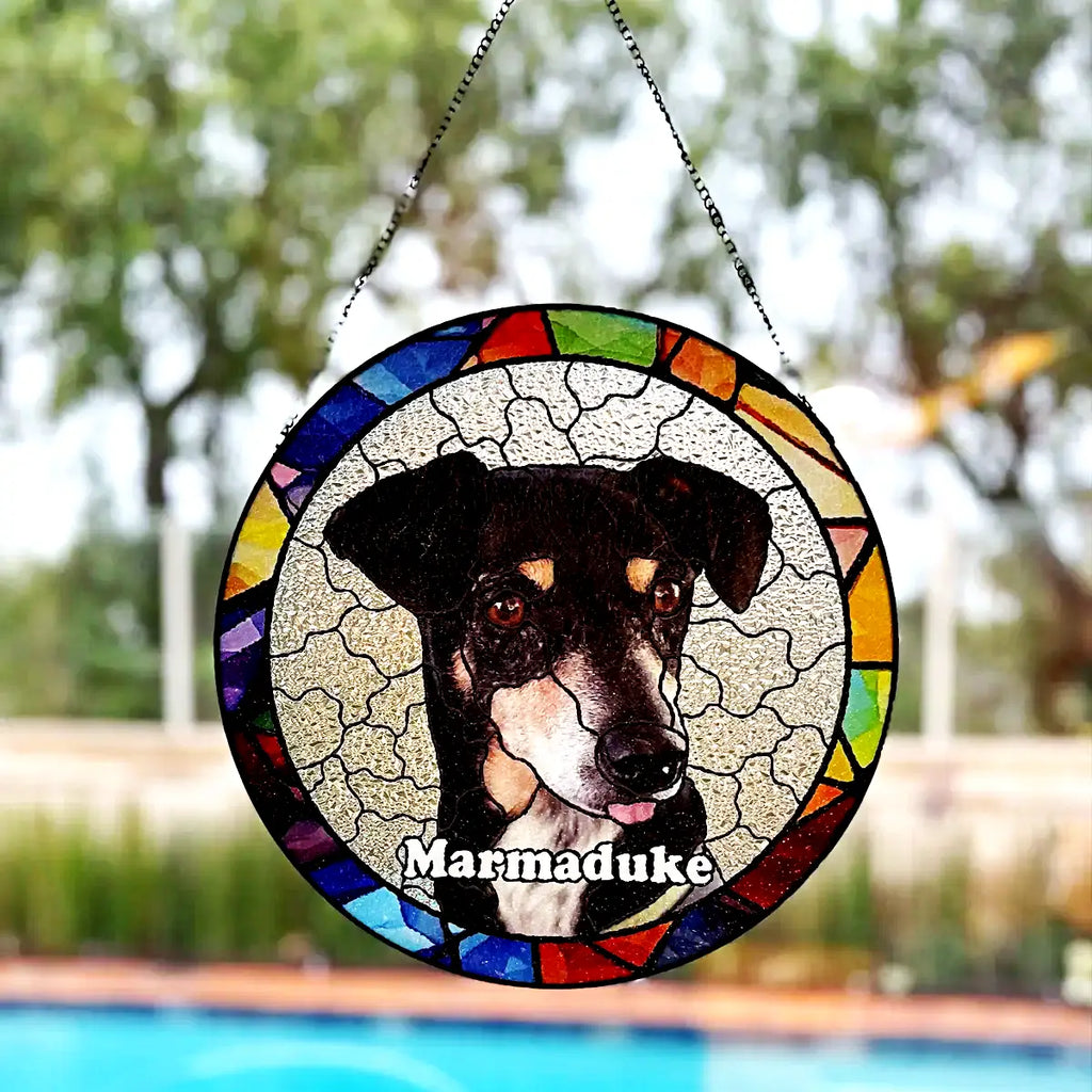 ペットの肖像 パーソナライズド ステンドグラス サンキャッチャー 異なる景色