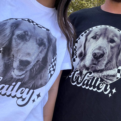愛犬・愛猫のヴィンテージ風写真を 世界に一枚だけのTシャツに 「Black and White」