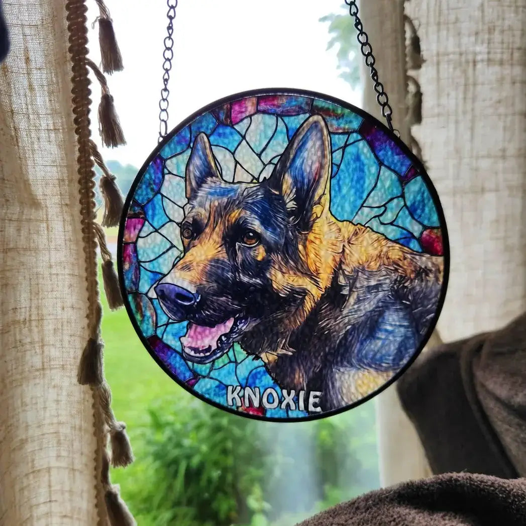 ペットの肖像 パーソナライズド ステンドグラス サンキャッチャー 写真