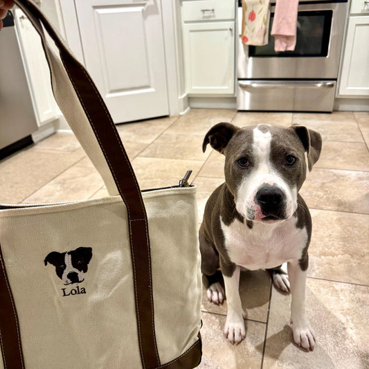 片面刺繡♪キャンバストート 名入れペット写真による作成トートバッグ♪ お散歩バッグ♪おしゃれバッグ♪