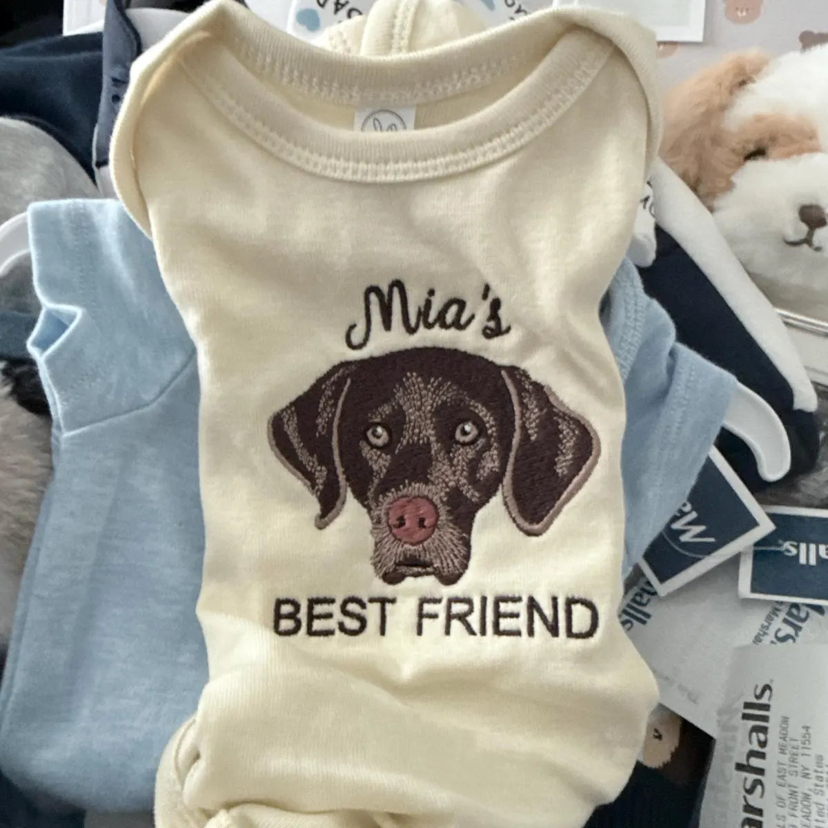 Shop style baby clothes/rompers with names on them
