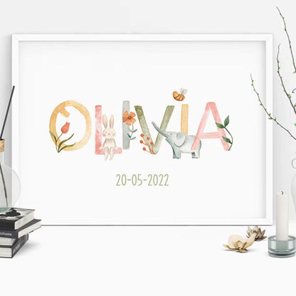 【名入れ】出産祝い アニマル柄 キャンバスボード