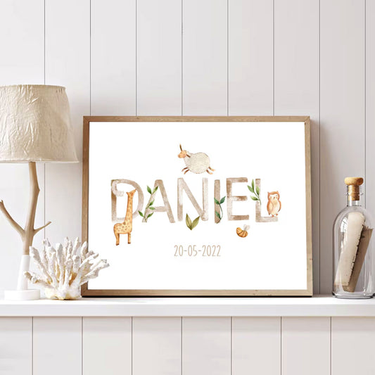 【名入れ】出産祝い アニマル柄 キャンバスボード