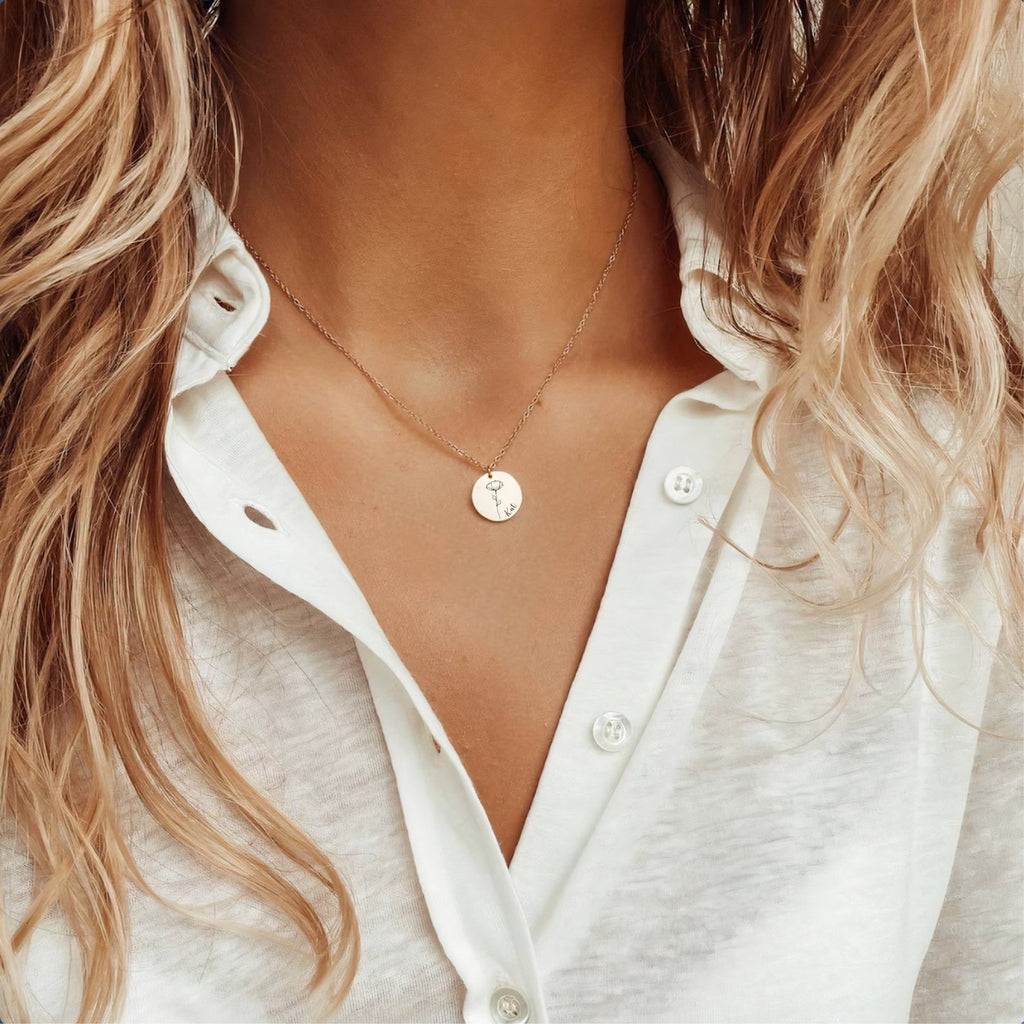 Birth Flower 誕生花 ネックレス 50以上の花シリーズ！ラウンドペンダントシリーズ - Fallook