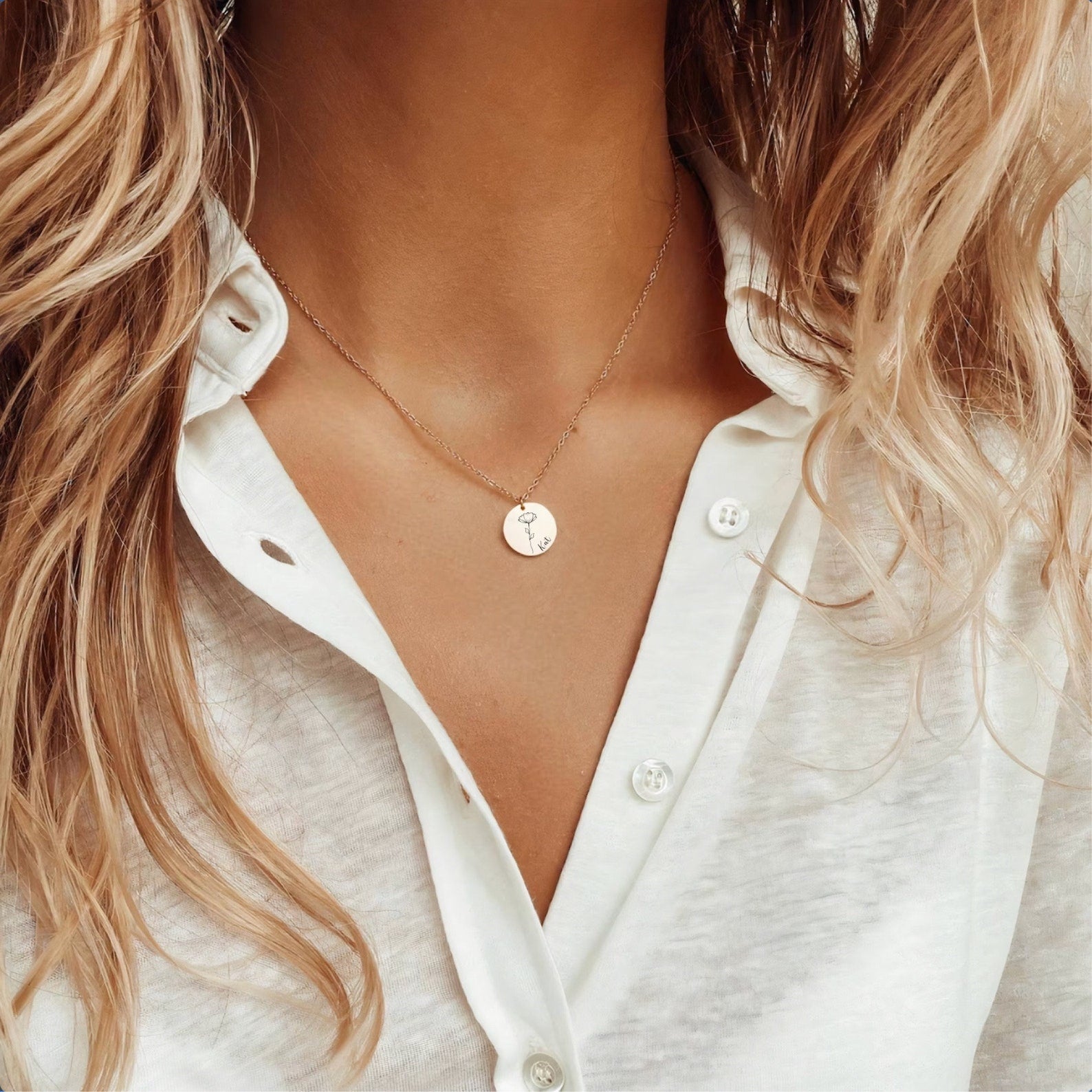 Birth Flower 誕生花 ネックレス 50以上の花シリーズ！ラウンドペンダントシリーズ - Fallook