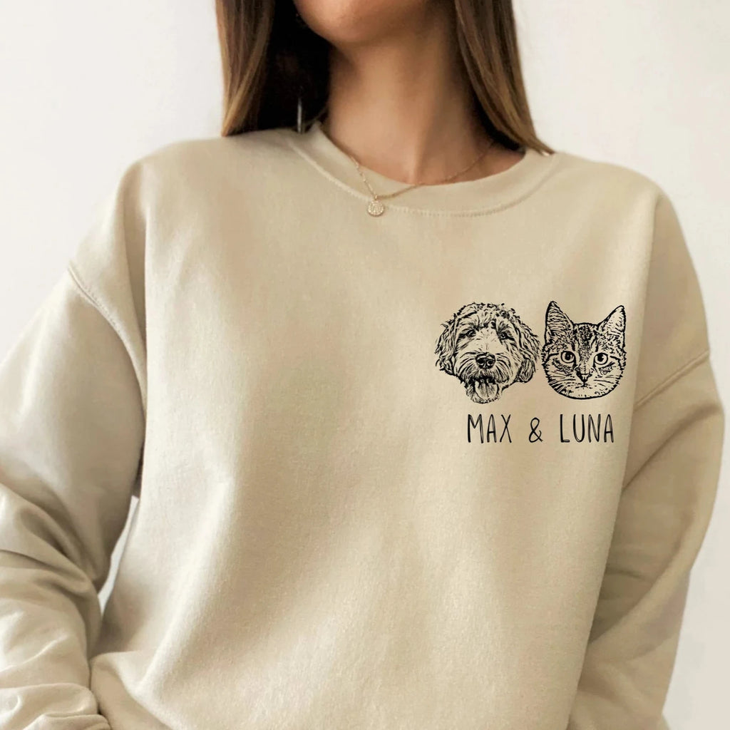 ❤️印絵♡愛犬・愛猫ペット・うちの子の写真オーダーメイドトレーナー 長袖 秋冬ウールを加えます - Fallook