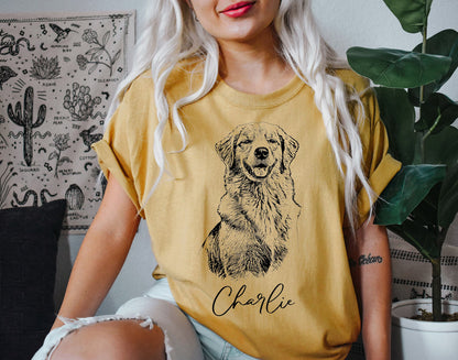 印絵 ペットの写真と名前入り カスタムTシャツ  大きな図案 「Black&White」