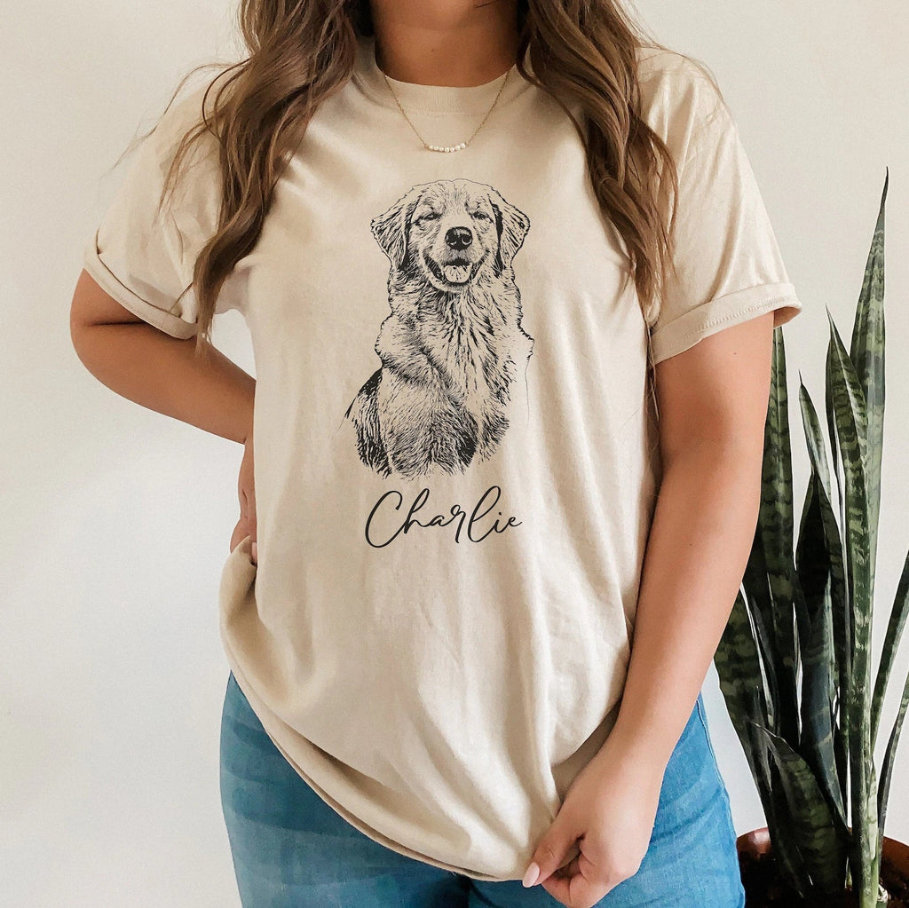 印絵 ペットの写真と名前入り カスタムTシャツ  大きな図案 「Black&White」