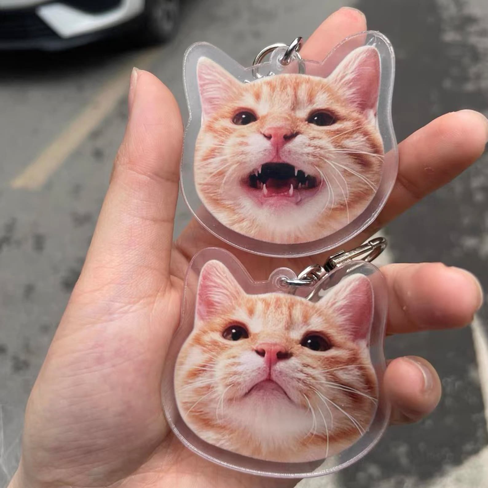 猫·犬 パーソナライズされたペットの写真のキーホルダー - Fallook