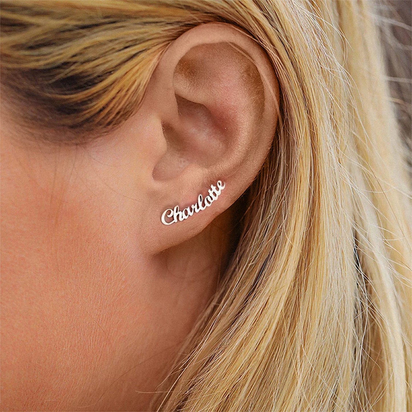 Original pierced earrings 01 (with name, curved)