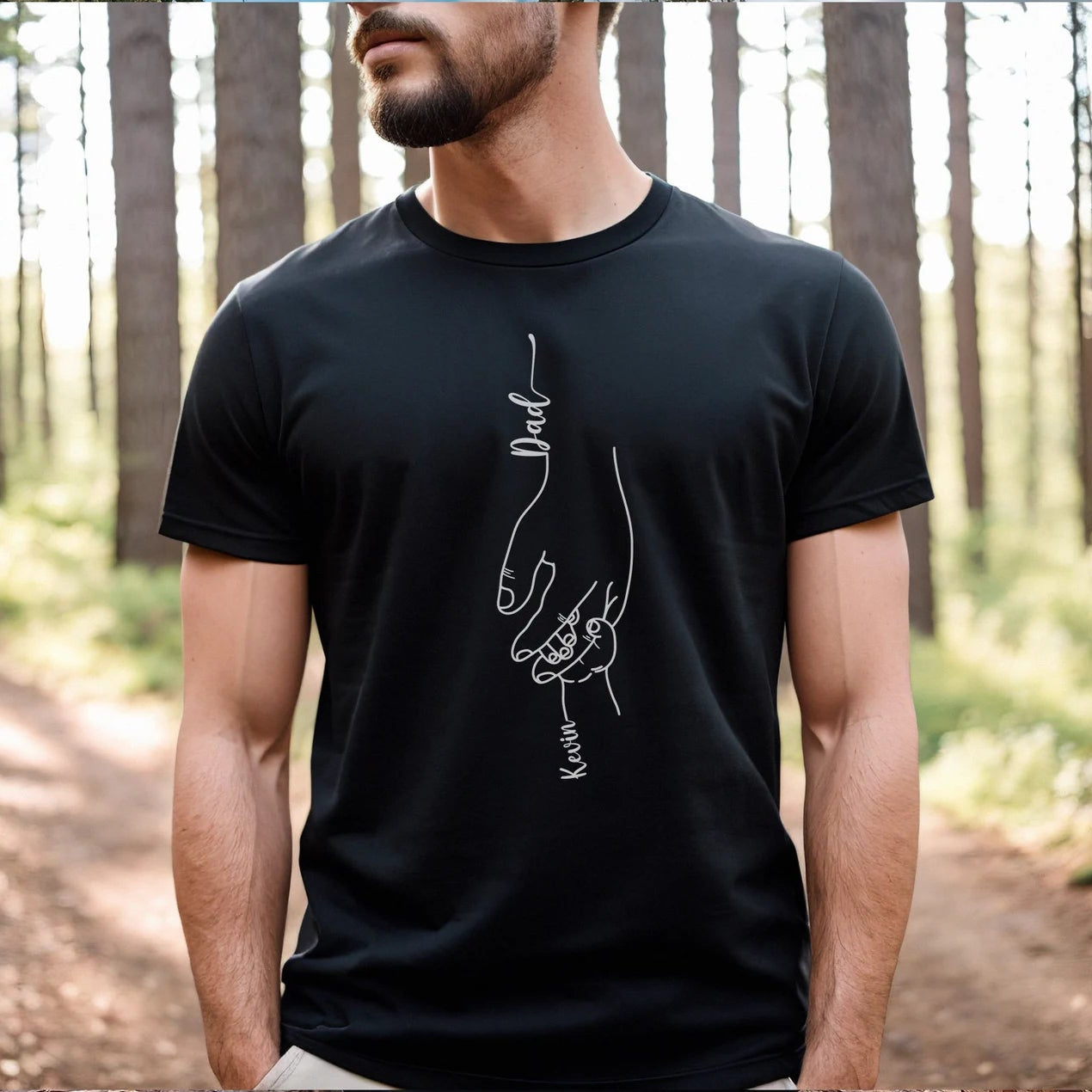 パパと子供たちの名前入り手の形シャツ