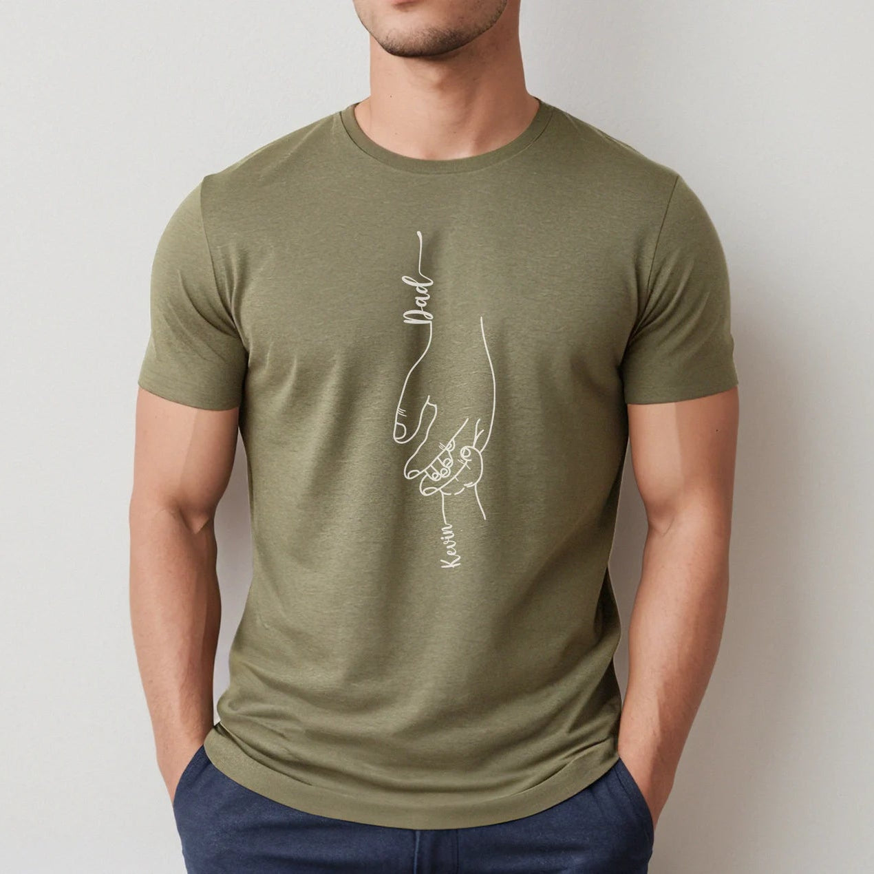 パパと子供たちの名前入り手の形シャツ