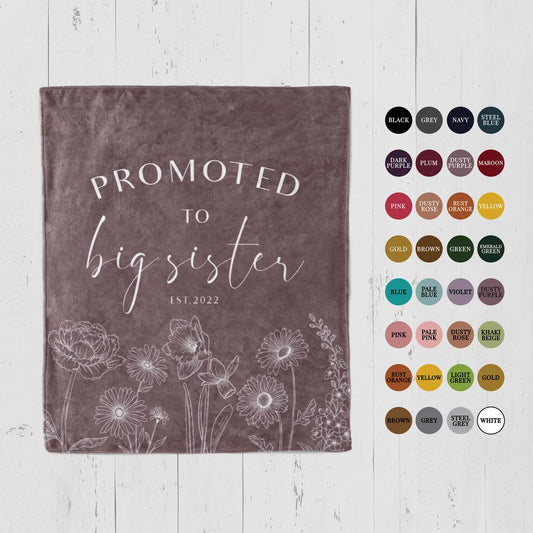 「Family Name」Promoted To·ファミリーシリーズのブランケット・年長者・新生児・友達への素敵なプレゼントです フラワーシリーズ - Fallook