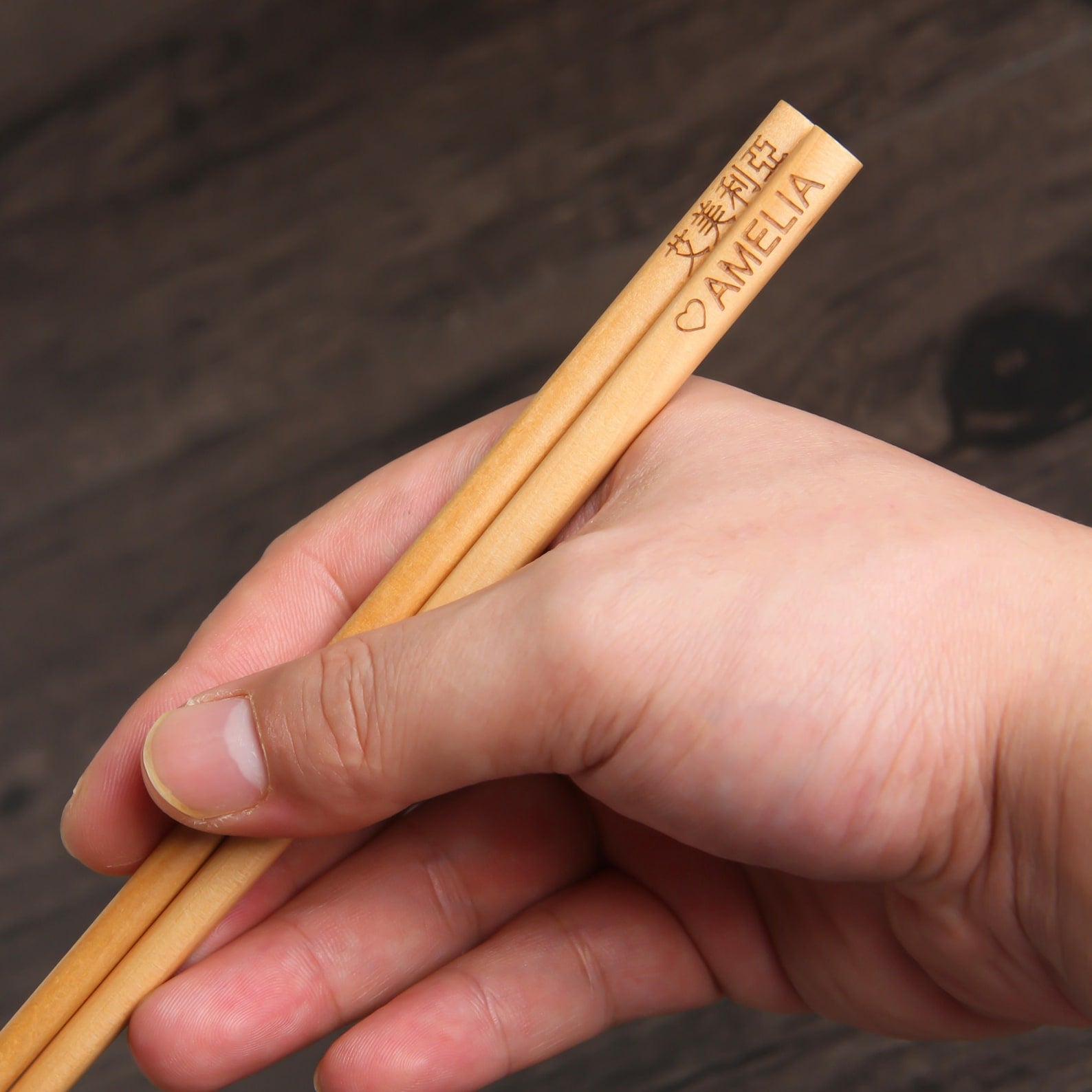 純粋な天然の箸「あなたの名前を刻む」 - Fallook