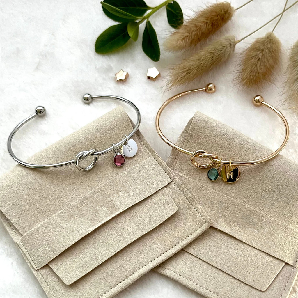 Birth Stone 誕生石 彼女のためのシルバーノットブレスレットギフト