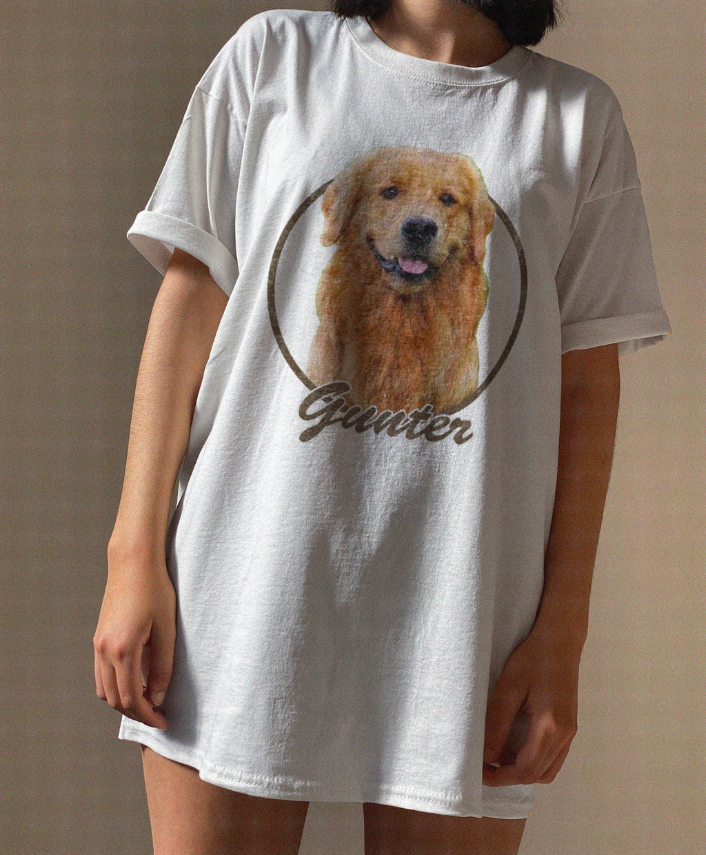 犬/猫/ペット/子供の写真 アバター を入れたカスタマイズされた Ｔシャツ Oversize！たくさんの色 - Fallook