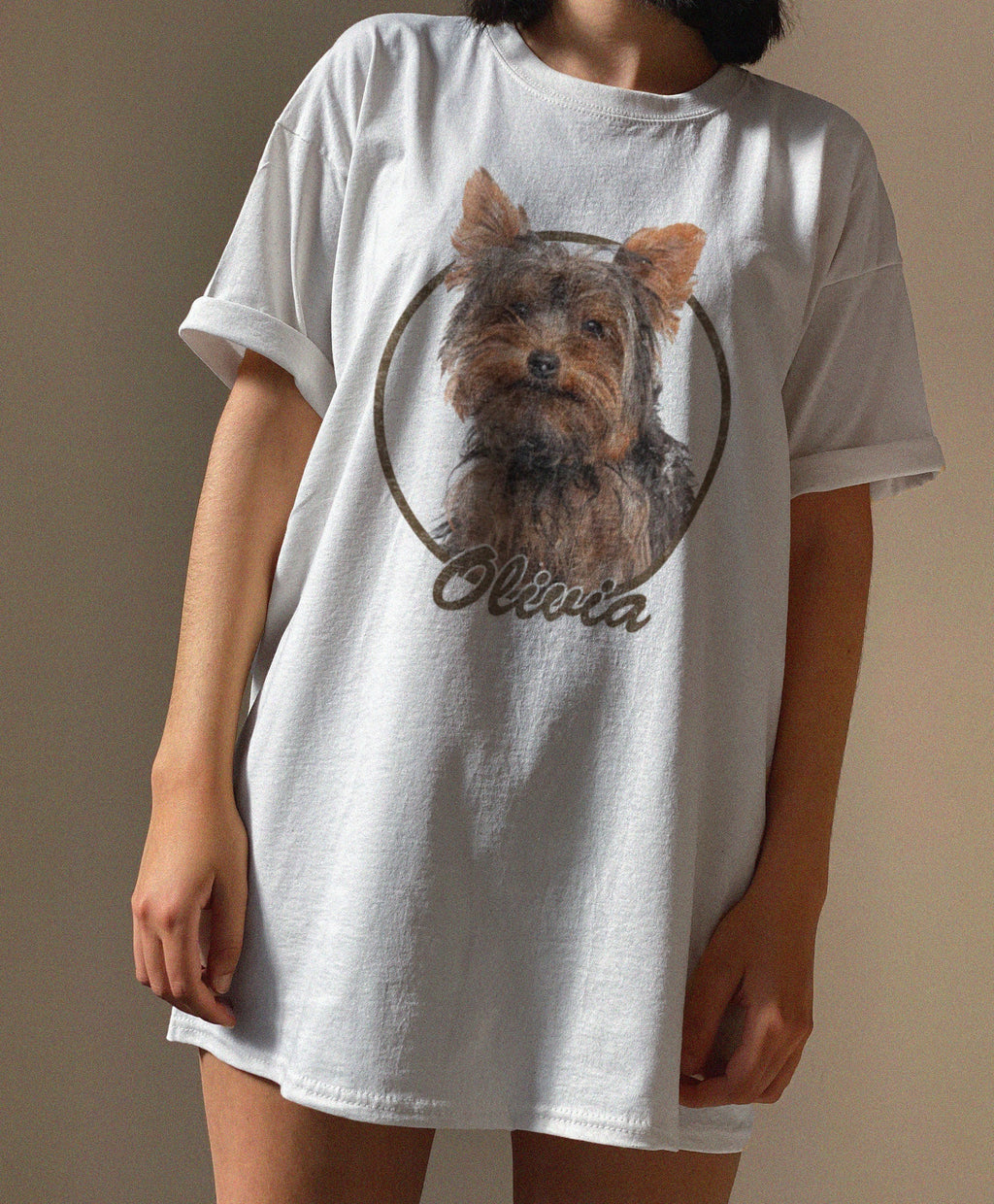 犬/猫/ペット/子供の写真 アバター を入れたカスタマイズされた Ｔシャツ Oversize！たくさんの色 - Fallook