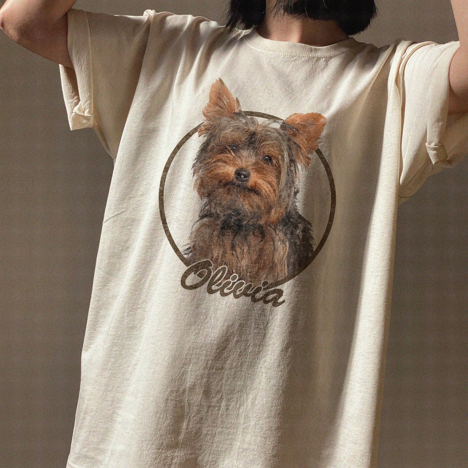 犬/猫/ペット/子供の写真 アバター を入れたカスタマイズされた Ｔシャツ Oversize！たくさんの色 - Fallook