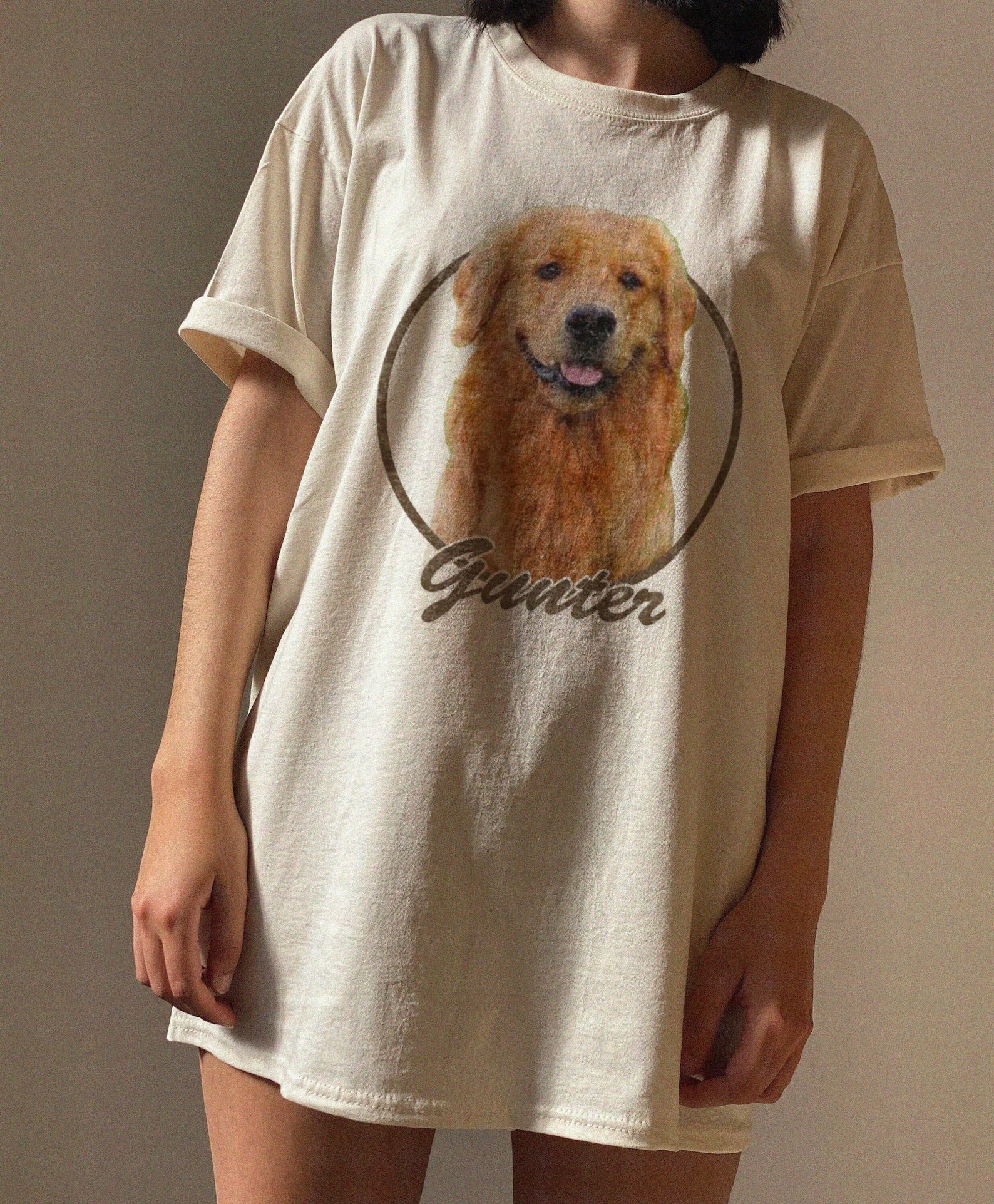 犬/猫/ペット/子供の写真 アバター を入れたカスタマイズされた Ｔシャツ Oversize！たくさんの色 - Fallook