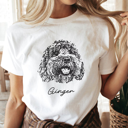 印絵 ペットの写真と名前入り カスタムTシャツ  大きな図案 「Black&White」