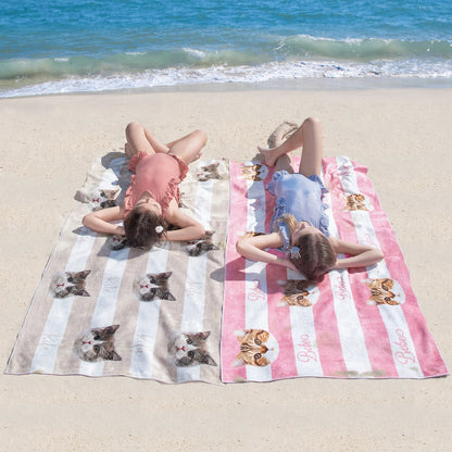 Original name beach towel ♪ Made-to-order ombre