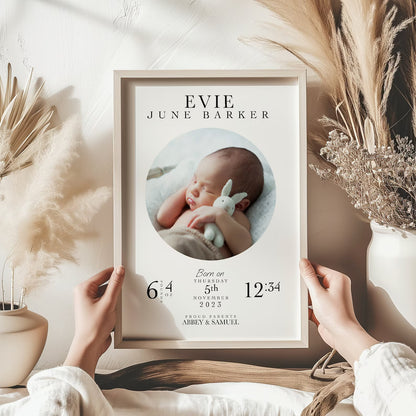 【写真入り】名入れ 出産祝い フォトフレーム 命名書 キャンバスプリント ベビー出生記録