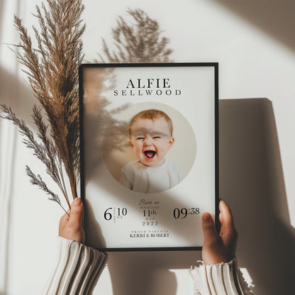 【写真入り】名入れ 出産祝い フォトフレーム 命名書 キャンバスプリント ベビー出生記録