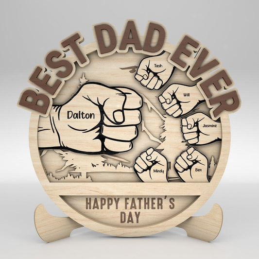 パパと子供の手のフィストバンプの山の標識 パーソナライズ