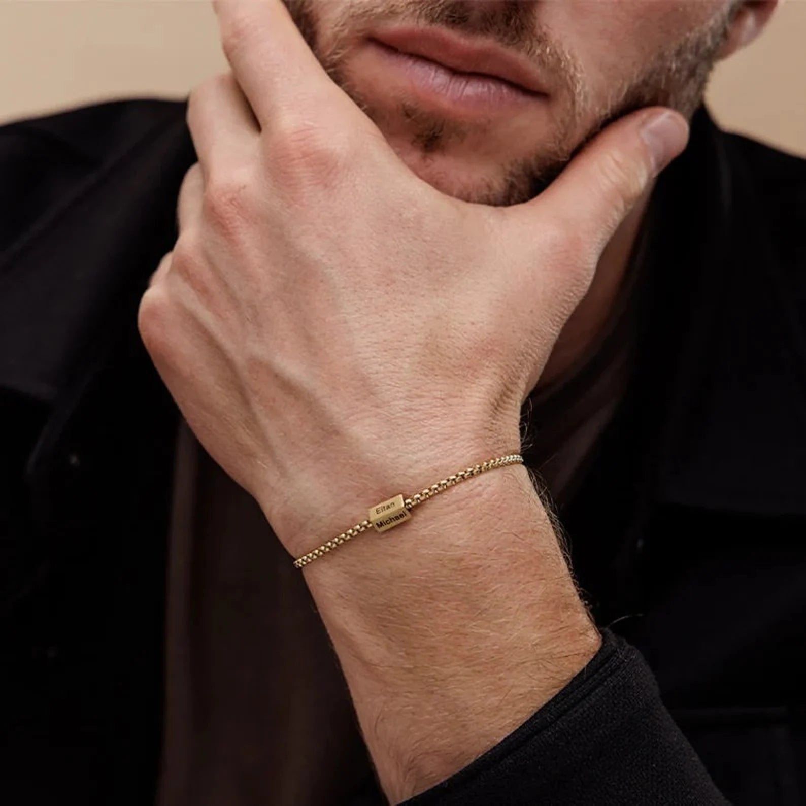 父の日 子供の名前が入ったカスタムお父さんブレスレット - Fallook