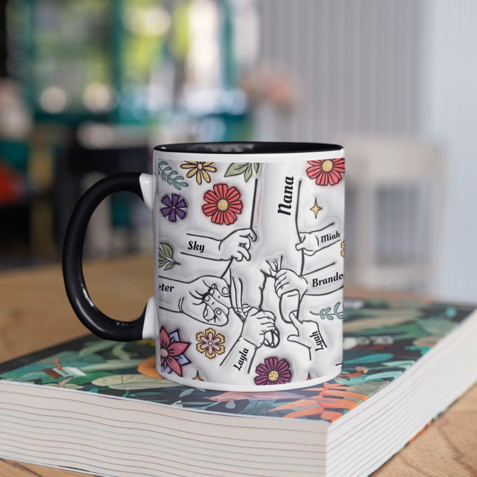 ファミリーの個人用カスタム3Dインフレータブル効果プリントアクセントマグ 漫画の花 - Fallook