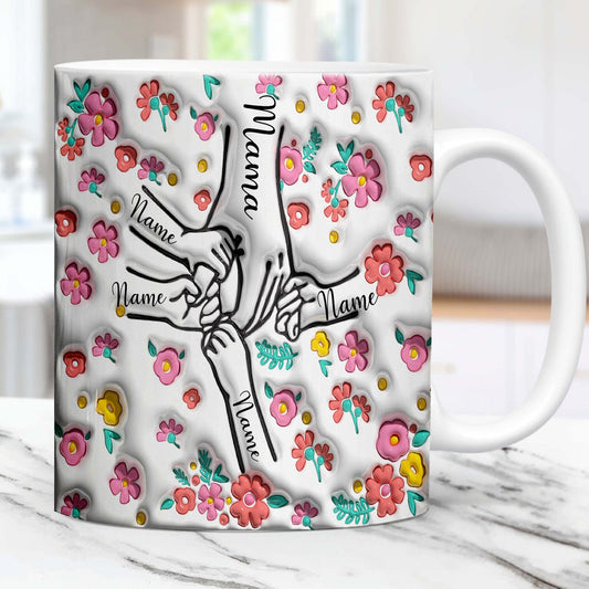 ファミリーの個人用カスタム3Dインフレータブル効果プリントアクセントマグ ピンクの花 - Fallook