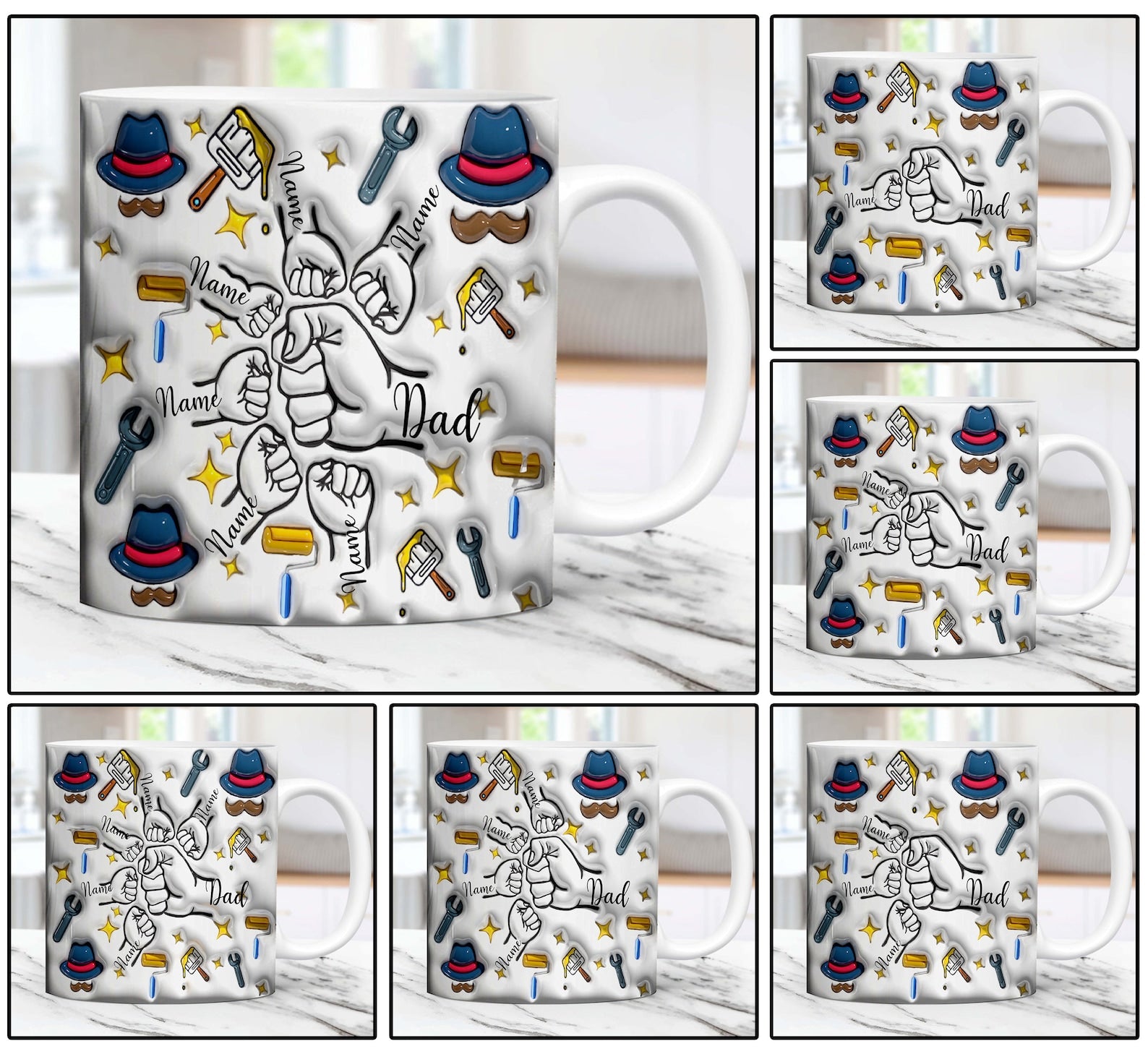 子供たちの手を握るパーソナライズされたお父さんマグツール トップハット - Fallook