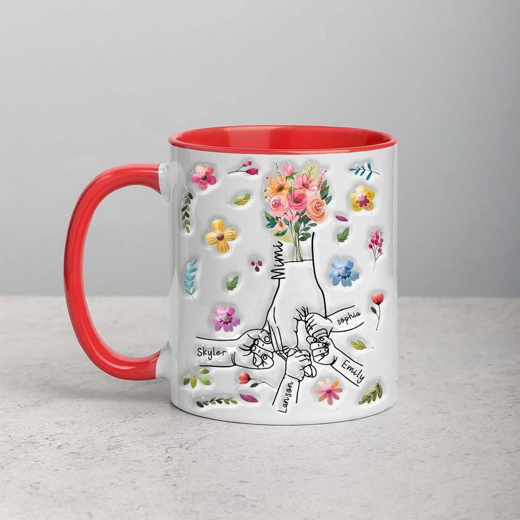 ファミリーの個人用カスタム3Dインフレータブル効果プリントアクセントマグ 淡いピンクの花（母親・祖母向け） - Fallook