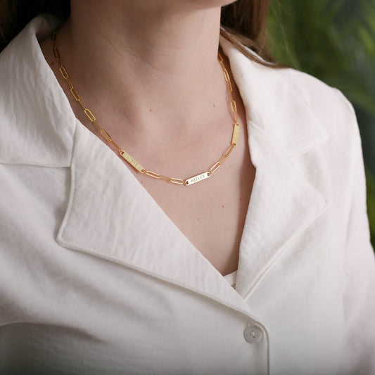 【オーダーメイド】ペーパークリップチェーン・キッズネックレス - お名前刻印可能