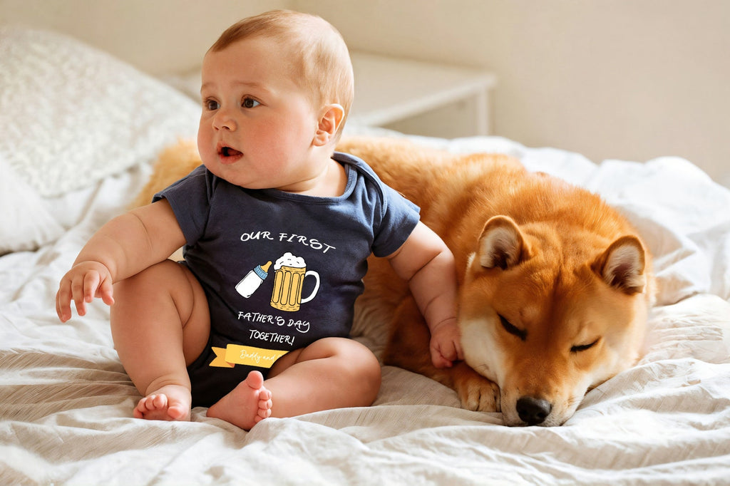 Our First Father's Day-父の日 パーソナライズされたベビーワンジー ビール - Fallook