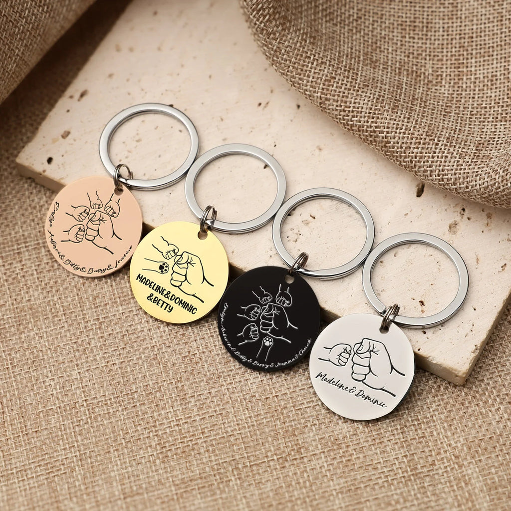 父の日 パーソナライズされたパパのチーム フィスト バンプ キーチェーン - Fallook