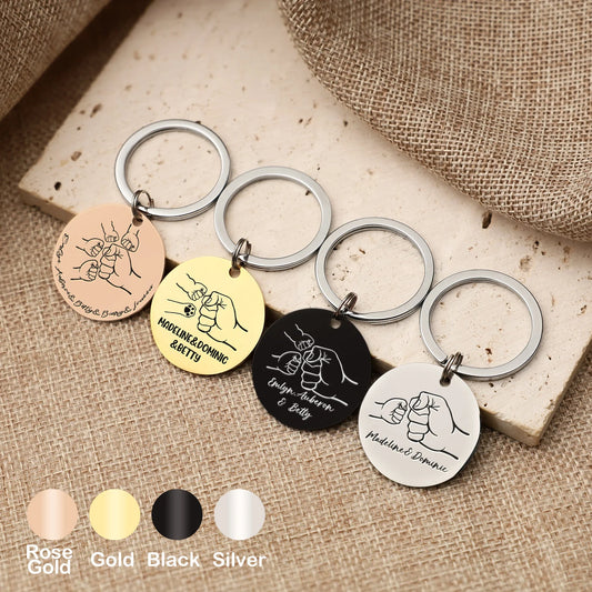 父の日 パーソナライズされたパパのチーム フィスト バンプ キーチェーン - Fallook