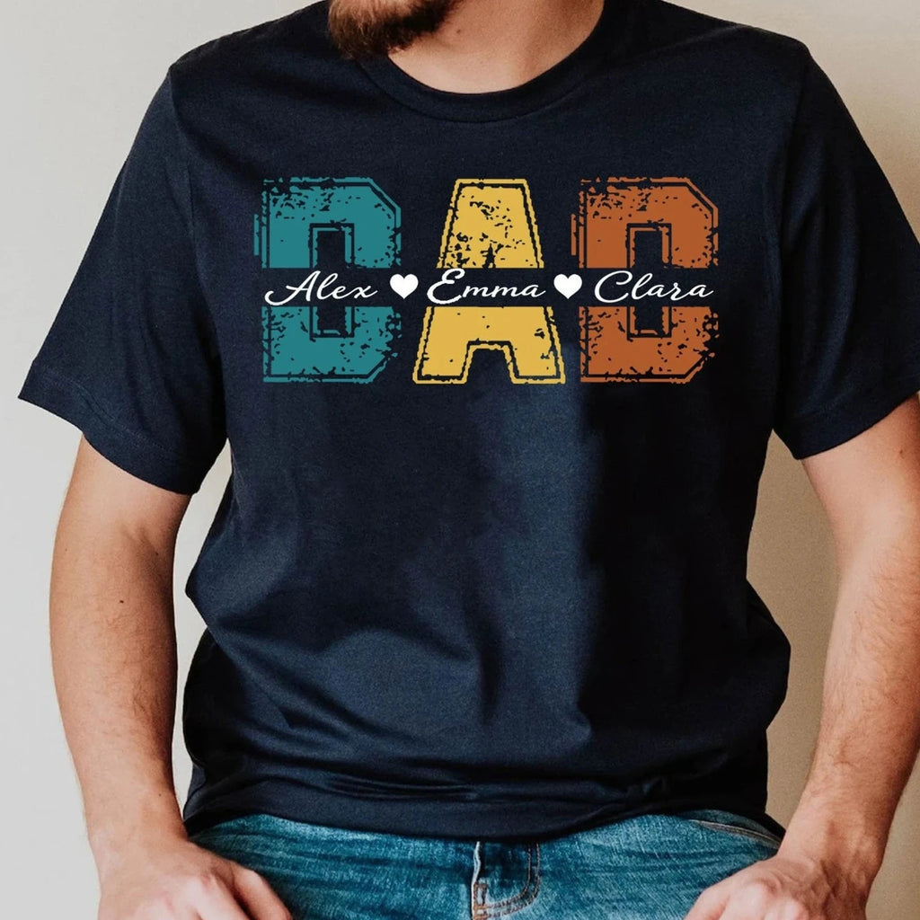 子供の名前入りお父さん T シャツ、父の日シャツ 落書きスタイル - Fallook