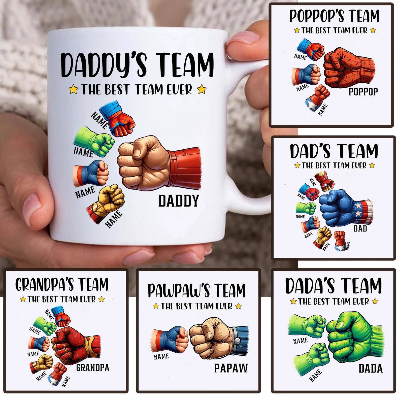 子供たちの手を握るパーソナライズされたお父さんマグツール アニメシリーズ - Fallook