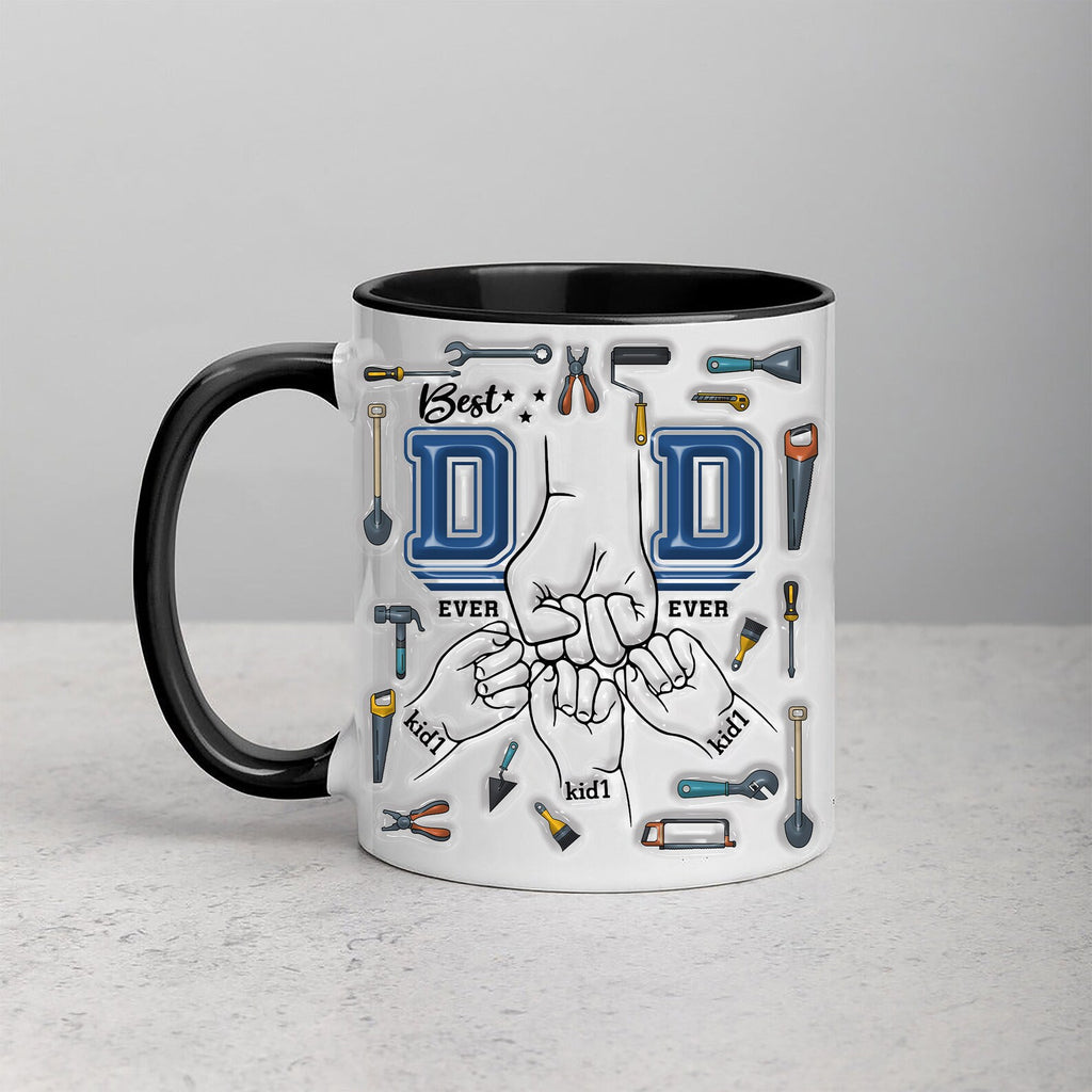Best Dad Ever 子供たちの手を握るパーソナライズされたお父さんマグツール トップハット - Fallook