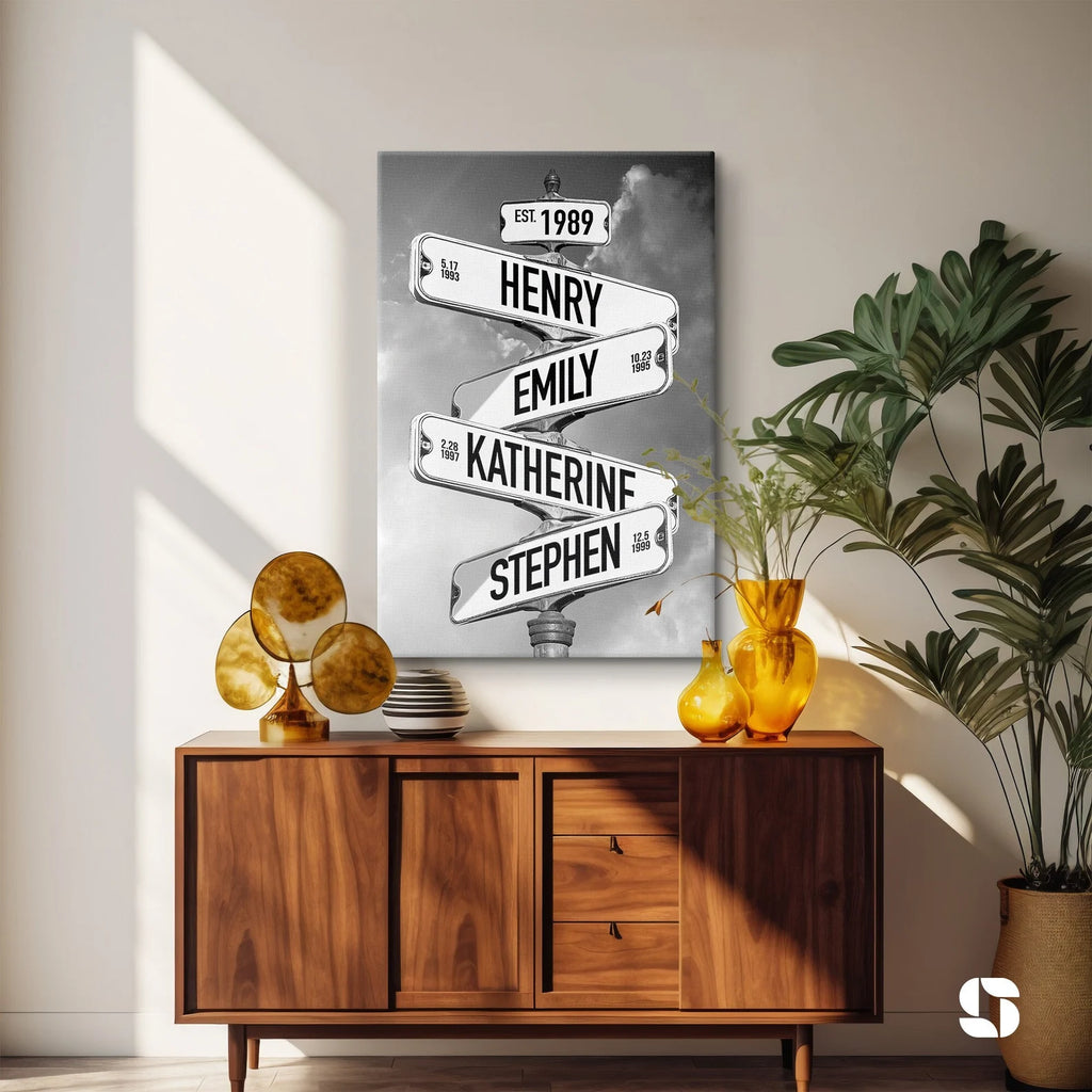 ❗️送料は無料 カスタムズック多色額縁 道路標識 掛け絵 ｜黒白