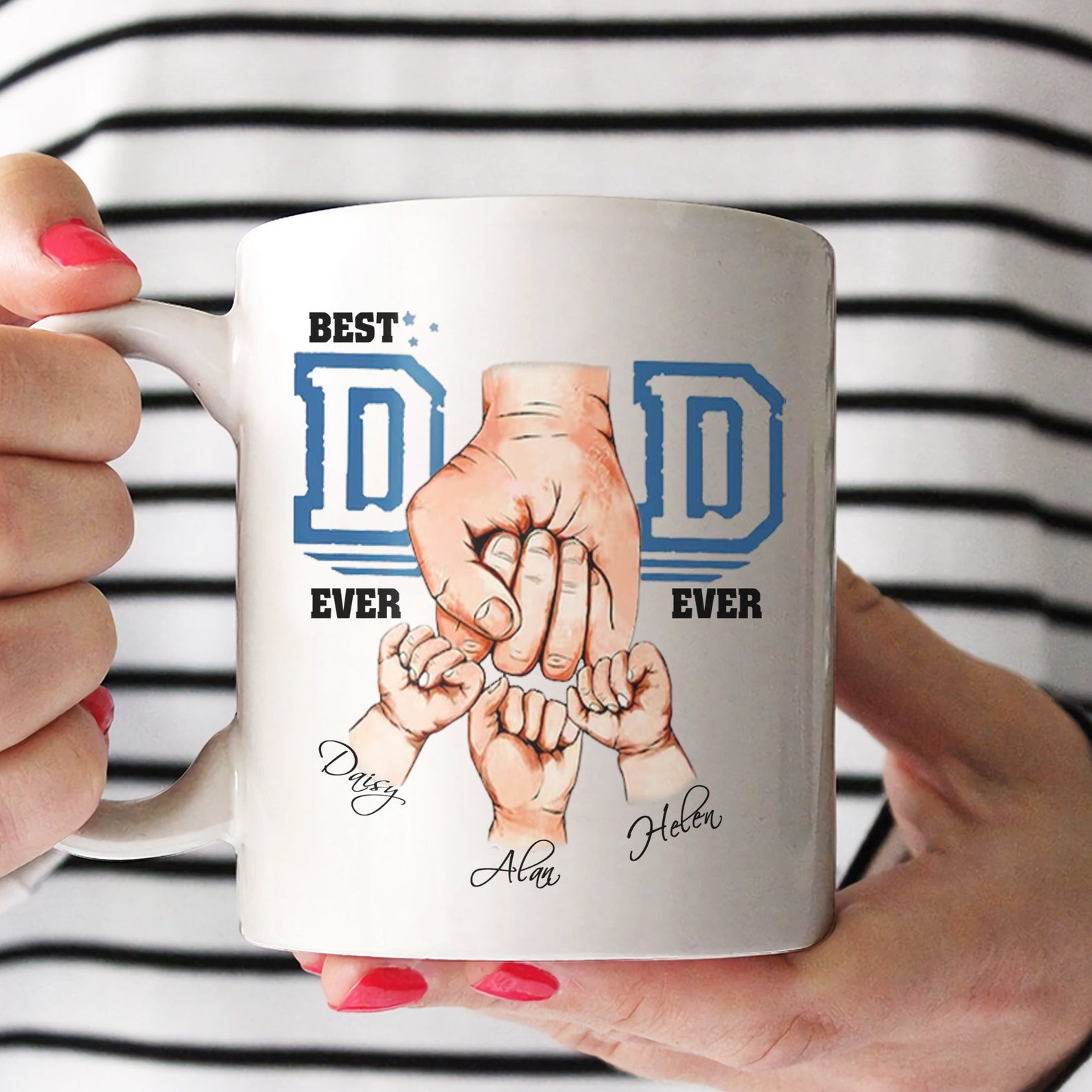 Best Dad 子供たちの手を握るパーソナライズされたお父さんマグツール トップハット - Fallook