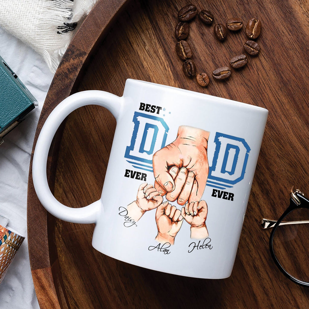Best Dad 子供たちの手を握るパーソナライズされたお父さんマグツール トップハット - Fallook