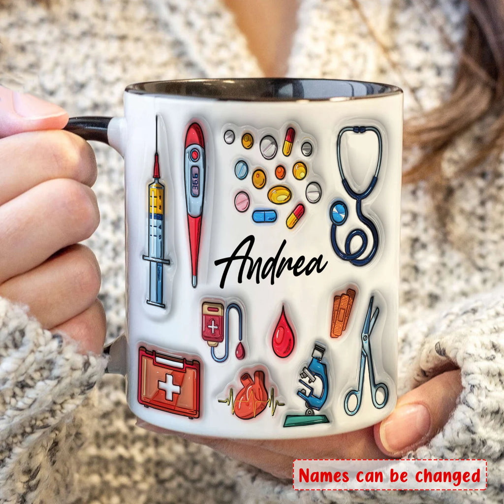 Our First Father's Day 子供たちの手を握るパーソナライズされたお父さんマグツール トップハット 医者 - Fallook