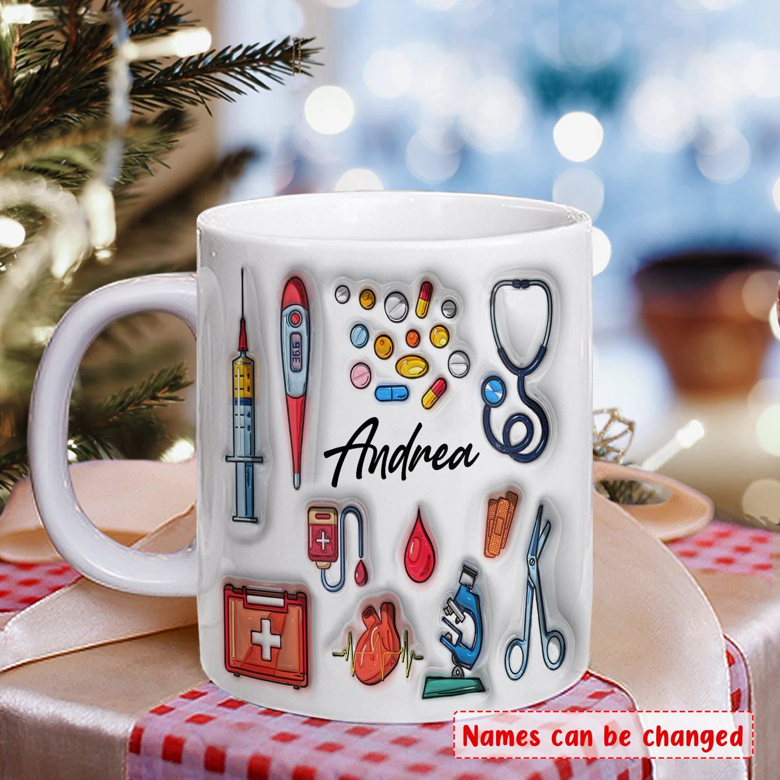 Our First Father's Day 子供たちの手を握るパーソナライズされたお父さんマグツール トップハット 医者 - Fallook